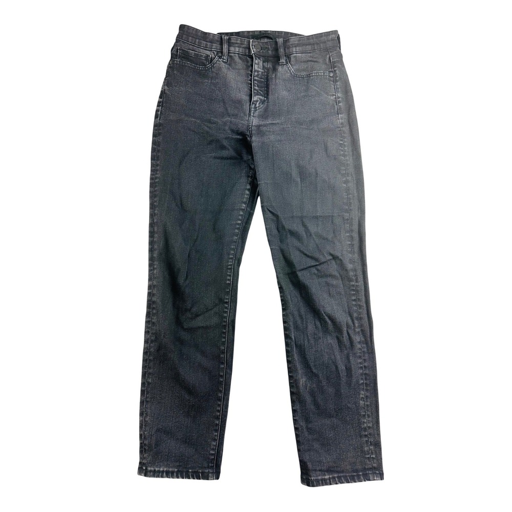 Uniqlo‎ Jeans Women 28 Black High Rise Skinny Straight Kaihara Cotton Pockets